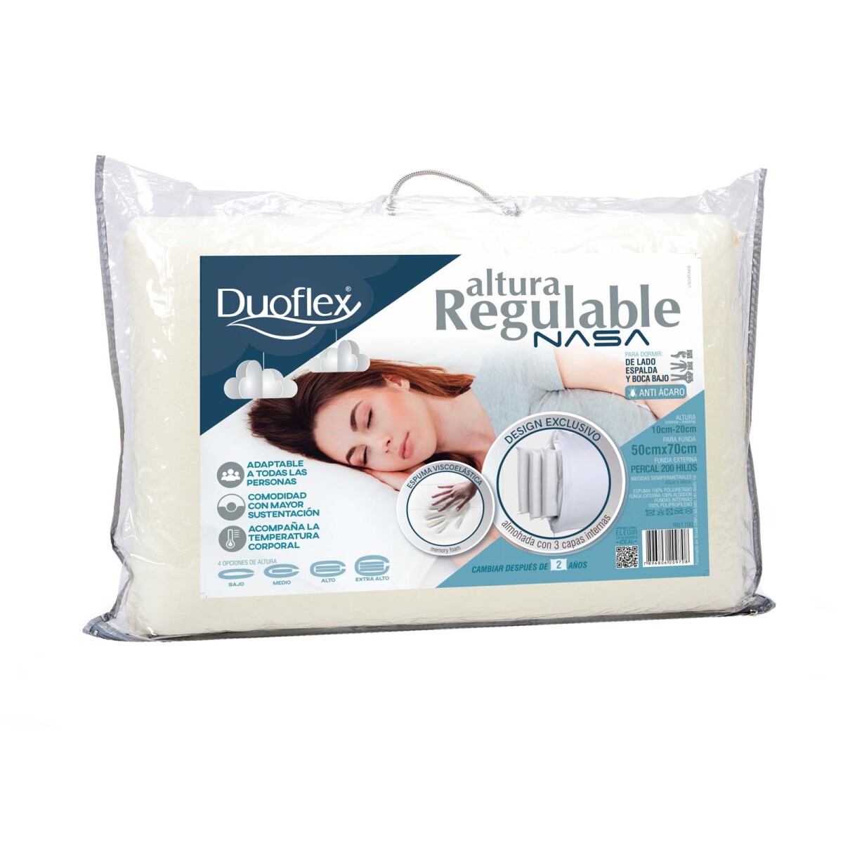 Almohada Viscoelastica Blanco Rn1100 Nasa Regulable Divino