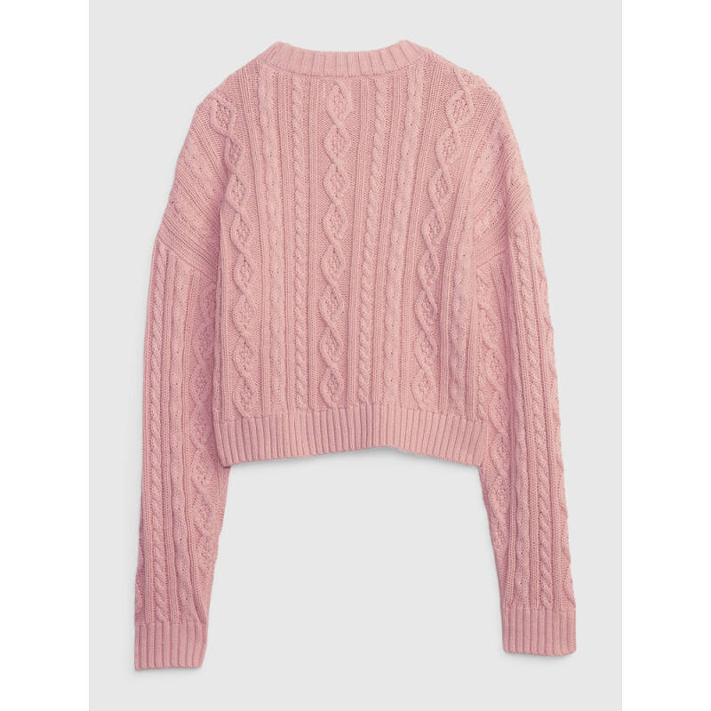 LSF CABLE KNIT CREW NK PINK STANDARD