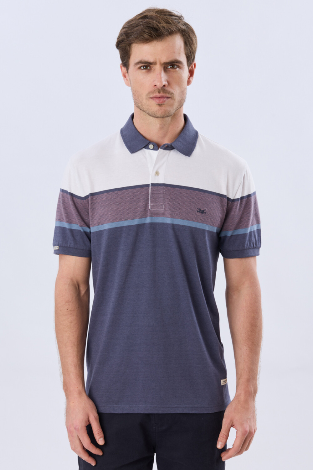 REMERA POLO RAYADA JERSEY Blanco