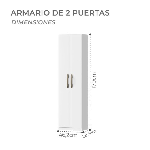 Armario Ropero Multiuso 2 Puertas 170 x 46,2 x 28,5 cm - MDP - Blanco Armario Ropero Multiuso 2 Puertas 170 x 46,2 x 28,5 cm - MDP - Blanco