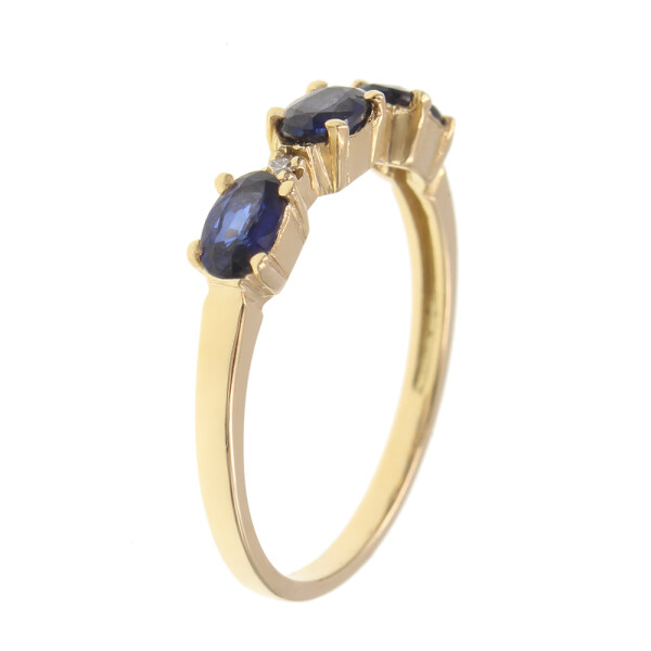 Anillo de oro amarillo 18k con zafiros y brillantes N8902 Anillo de oro amarillo 18k con zafiros y brillantes N8902