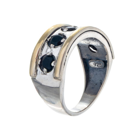 Anillo de plata 925, double en oro 18 ktes y circonias. Anillo de plata 925, double en oro 18 ktes y circonias.