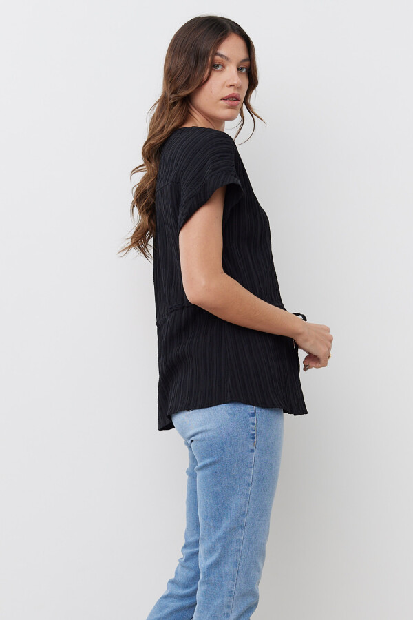 Blusa Algodon Escote V NEGRO