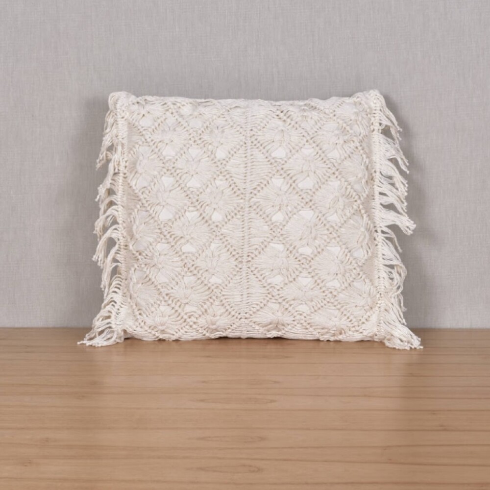 Almohadón Deco Tejido 45 x 45 Punto Macrame Crudo