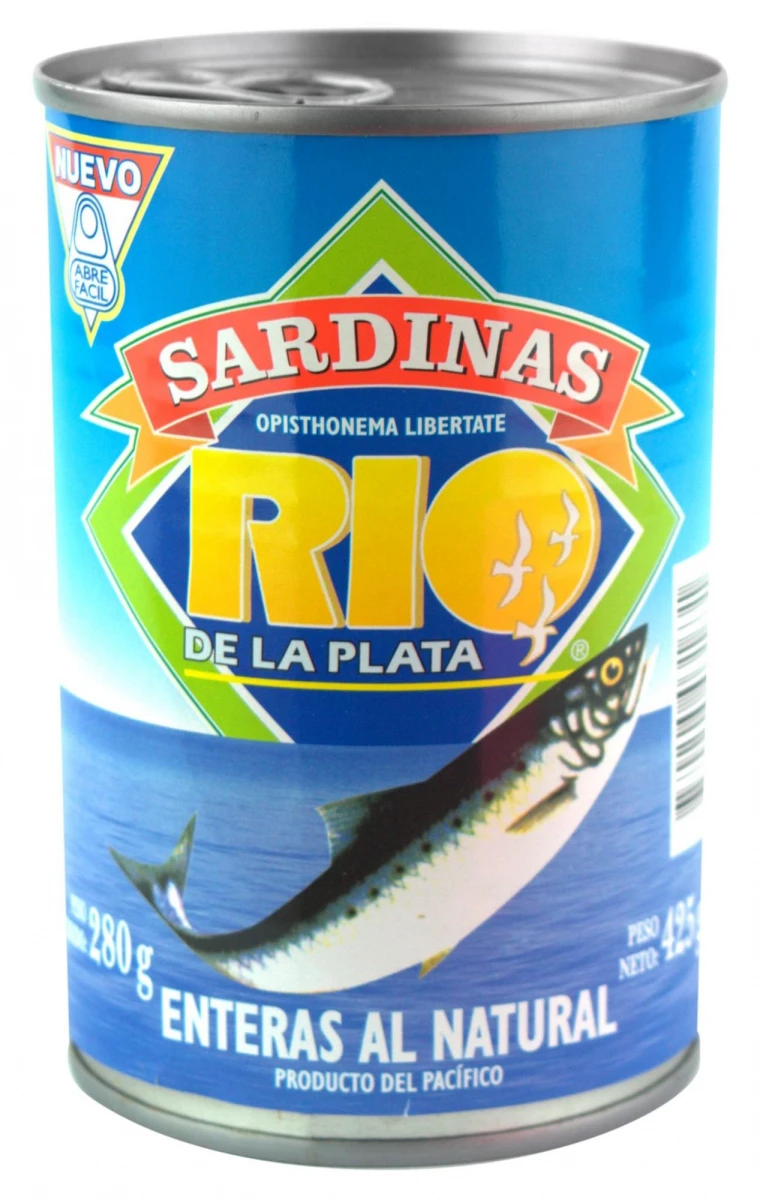 SARDINA ENTERAS RIO DE LA PLATA AGUA Y SAL 425G 