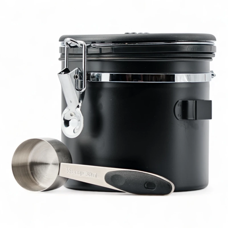 Recipiente Hermetico Ac Inox Para Granos Valv Co2 1.2lt Negro