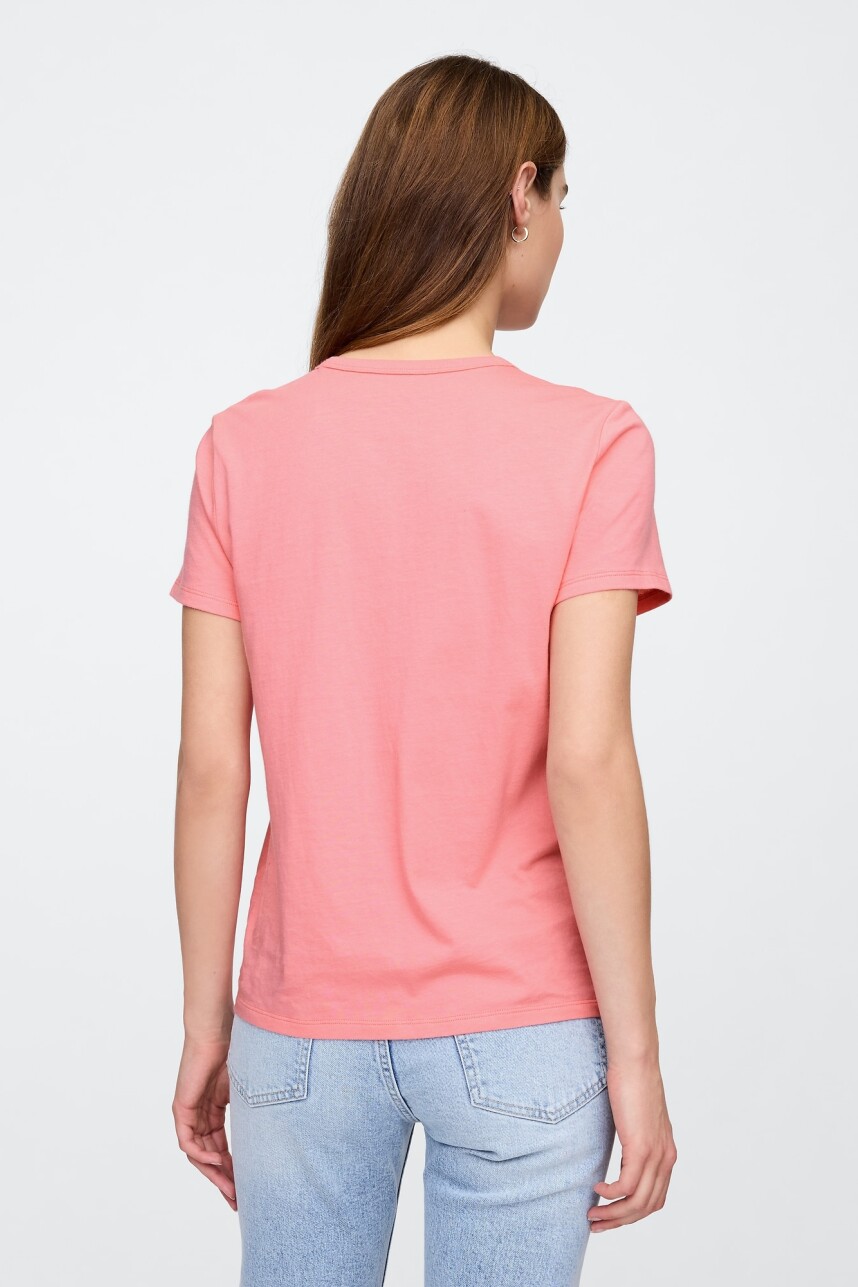 Remera Bàsica Manga Corta Cuello Redondo Mujer Neon Blazing Pink