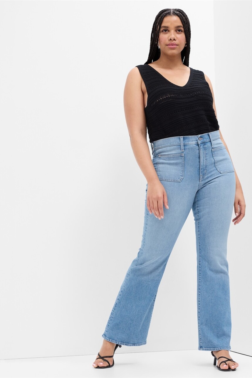 Jean 70S Flare Tiro Alto Mujer Medium Wash