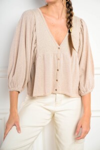 Cardigan Reversible Manga Balloon Beige Melange