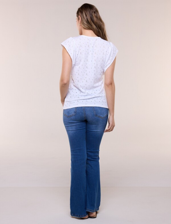 Blusa Broderie Manga Volado BLANCO