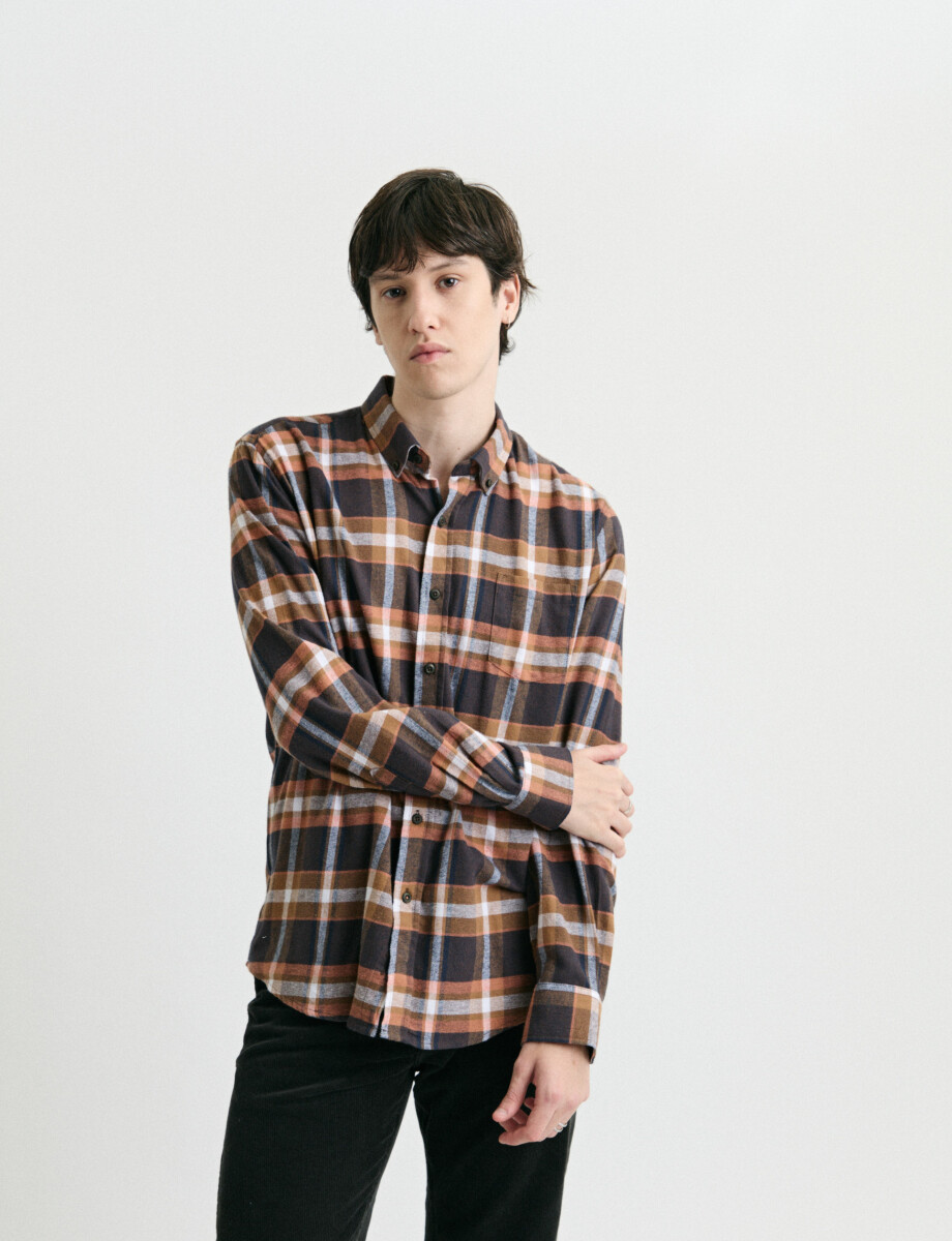 012442 CAMISA HARRINGTON LABEL Ladrillo
