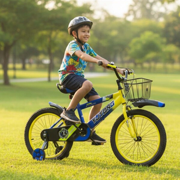 Bicicleta Infantil Yjtong R18 Canasto Parrilla Guardabarros Amarillo 1