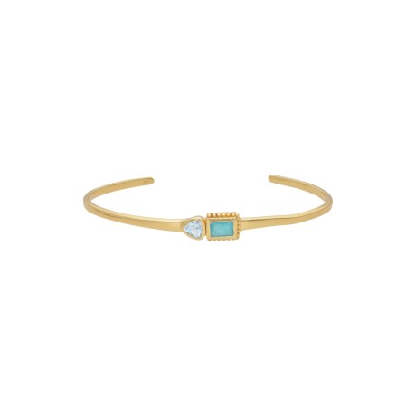 Pulsera Karvik Topacio azul/jade verde Plata 925 bañada de oro 18k 0