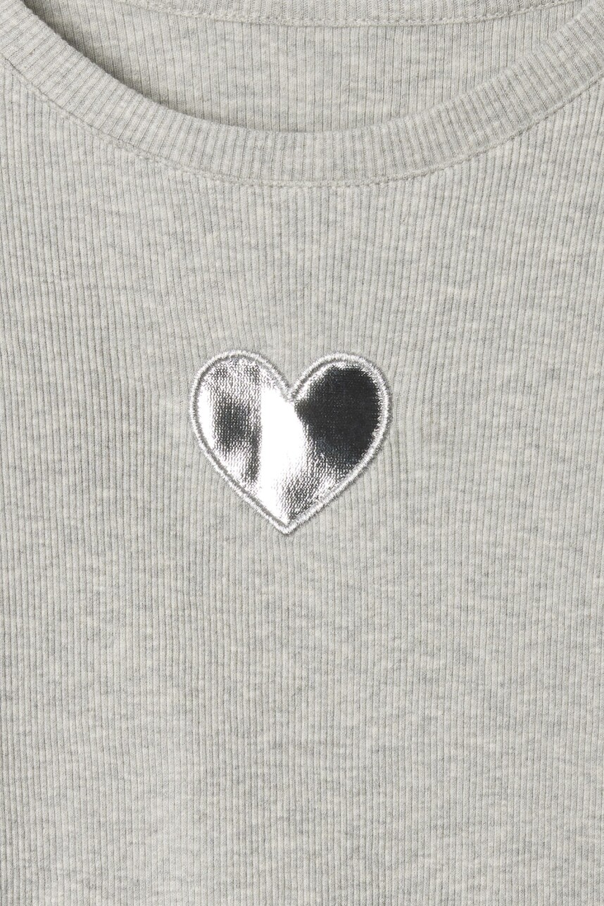 Remera Rib Manga Larga Niña Light Heather Grey