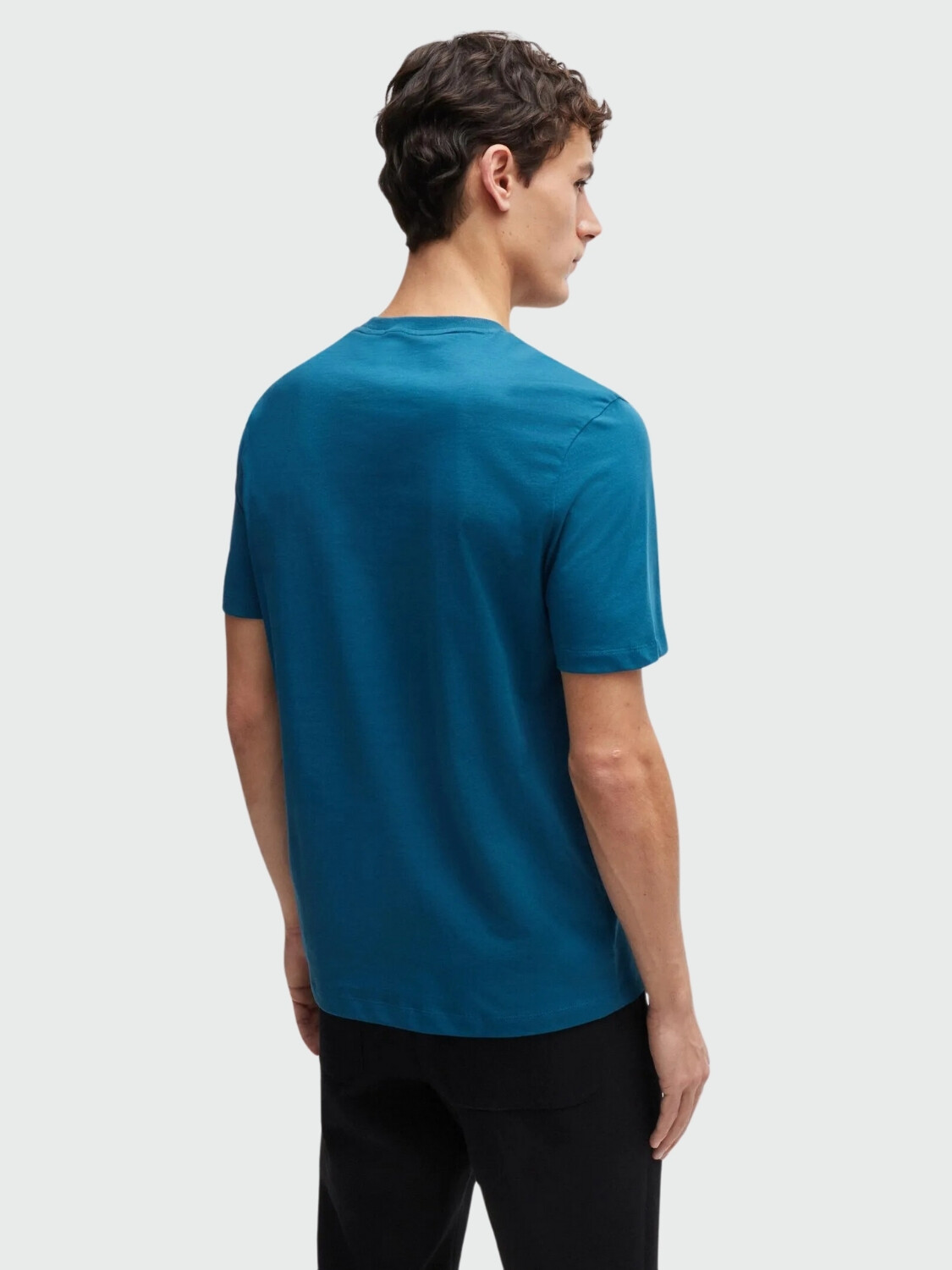 BOSS - Remera de Punto con Logo Azul