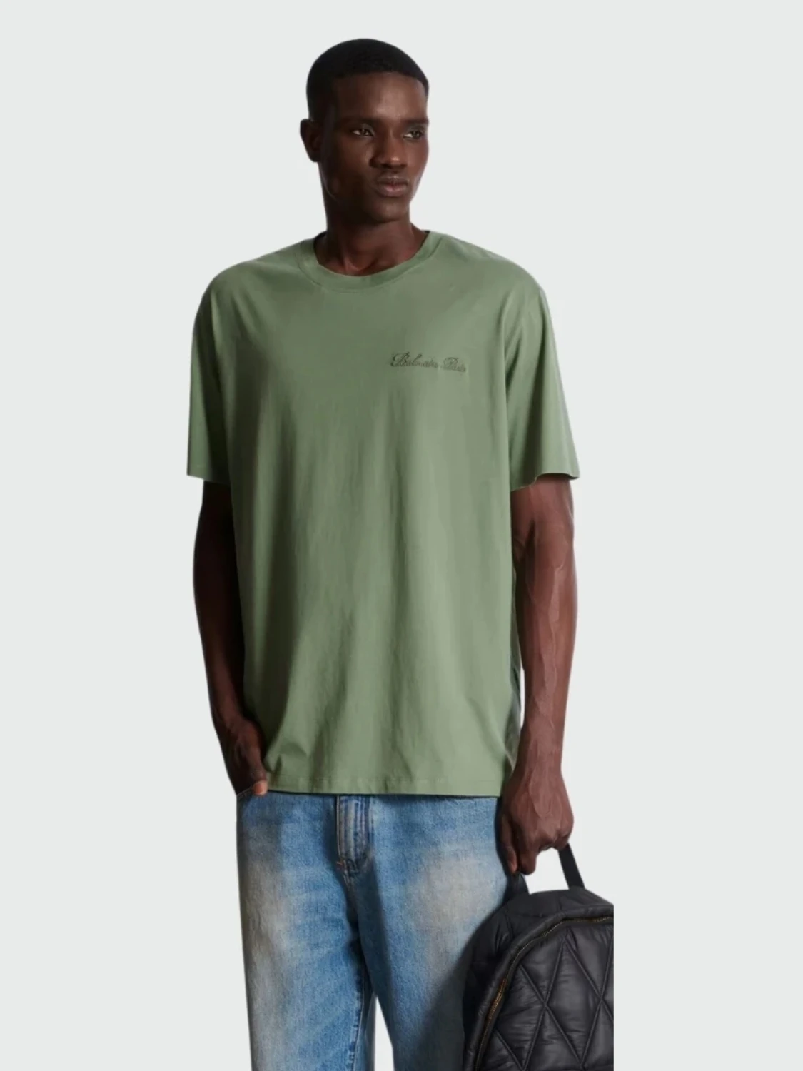 Balmain - Remera de corte holgado con discreto bordado Balmain signature Verde