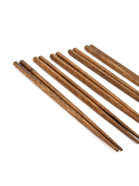 PALOS CHINOS MADERA 5 PARES MARRON (V)