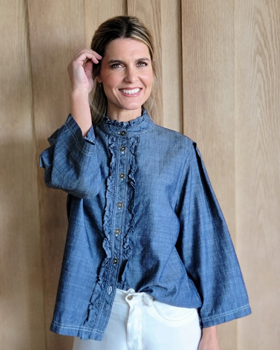 Camisa Dinamarca - Lino Azul melange 