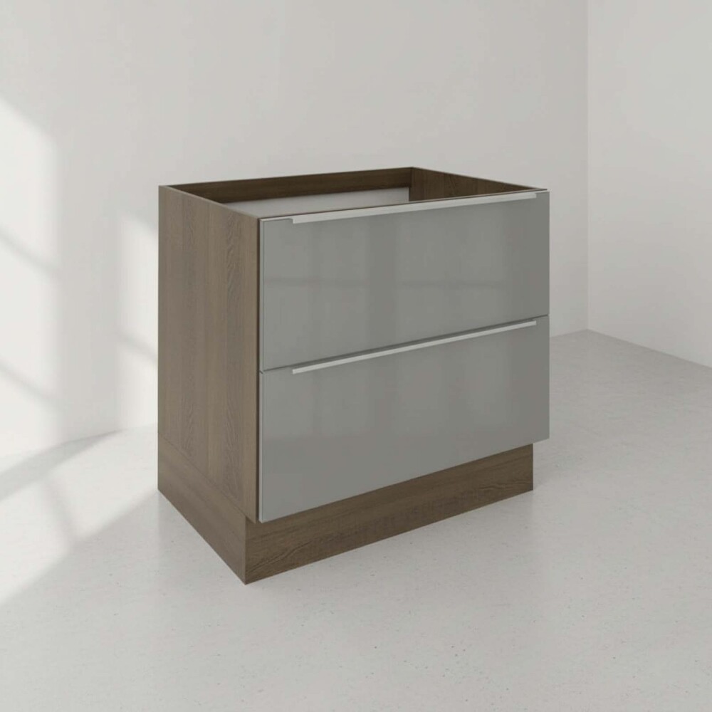 BAJO MESADA 80 CM MDP-Y-VIDRIO GRIS LUX