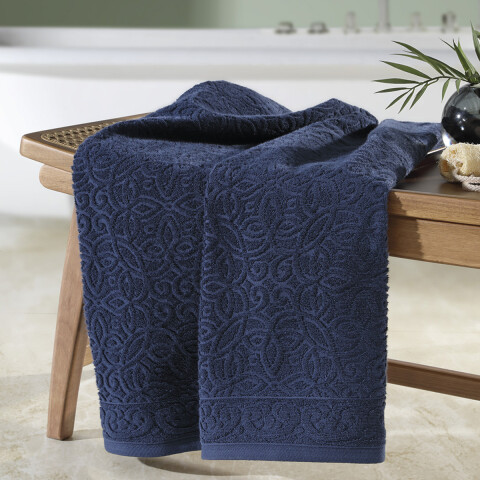 Toalla Mano Dohler Jacquard Provenza 50 x 90 cm 100% Algodón AZUL MARINO