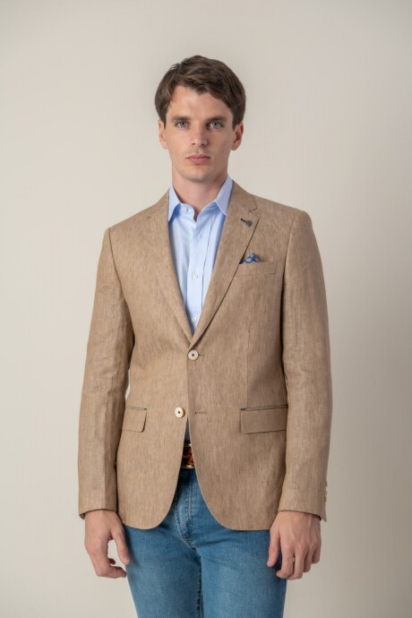 Saco de lino Slim Fit Tostado