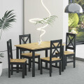 JUEGO DE COMEDOR + 4 SILLAS COLOR NATURAL/PRETO Juego De Comedor + 4 Sillas Color Natural/preto