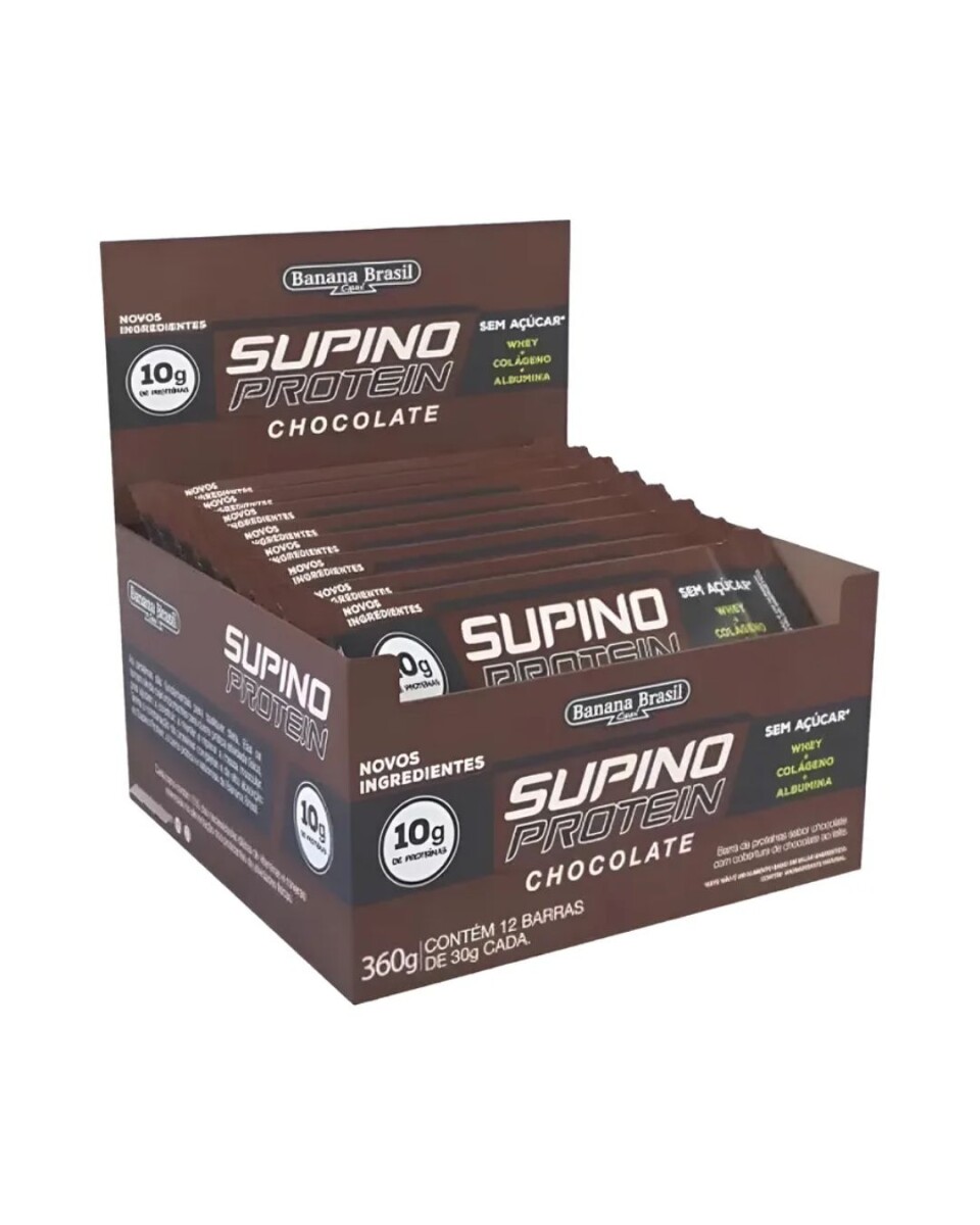 ¡OFERTA IMPERDIBLE! Protein Bar Chocolate Caja x12 Banana Brasil Supino - Chocolate 