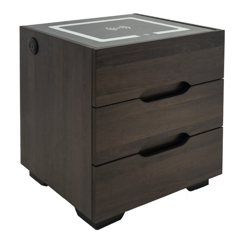 Mesa De Luz Con Luces Y Cargador De Celular Puertos Usb Marrón Mesa De Luz Con Luces Y Cargador De Celular Puertos Usb Marrón