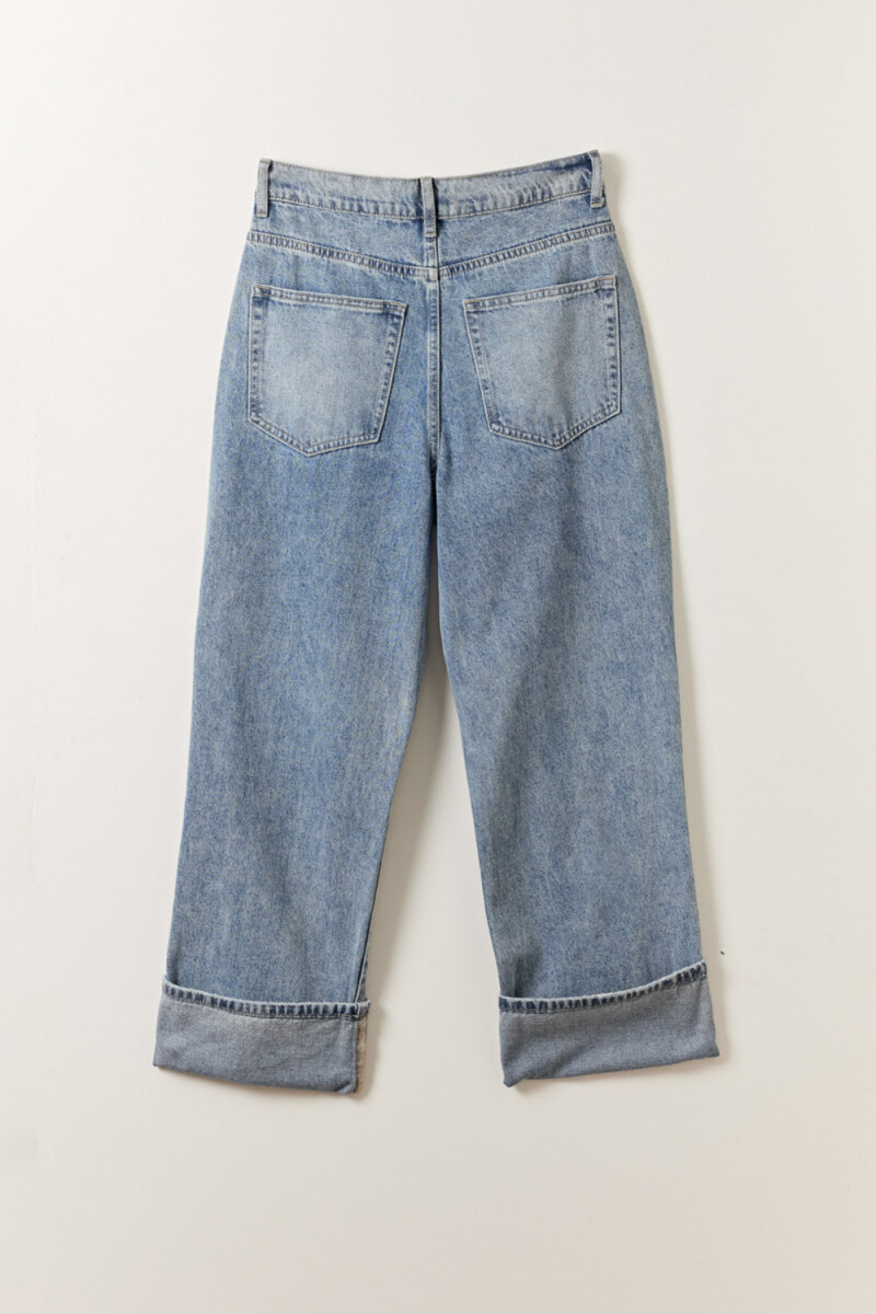 Pantalón jean bajo doblado Azul