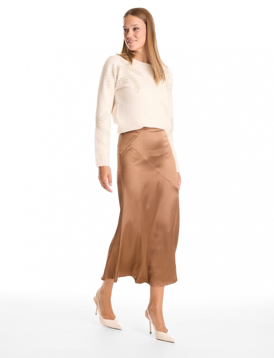 Falda Saten - Tostado 