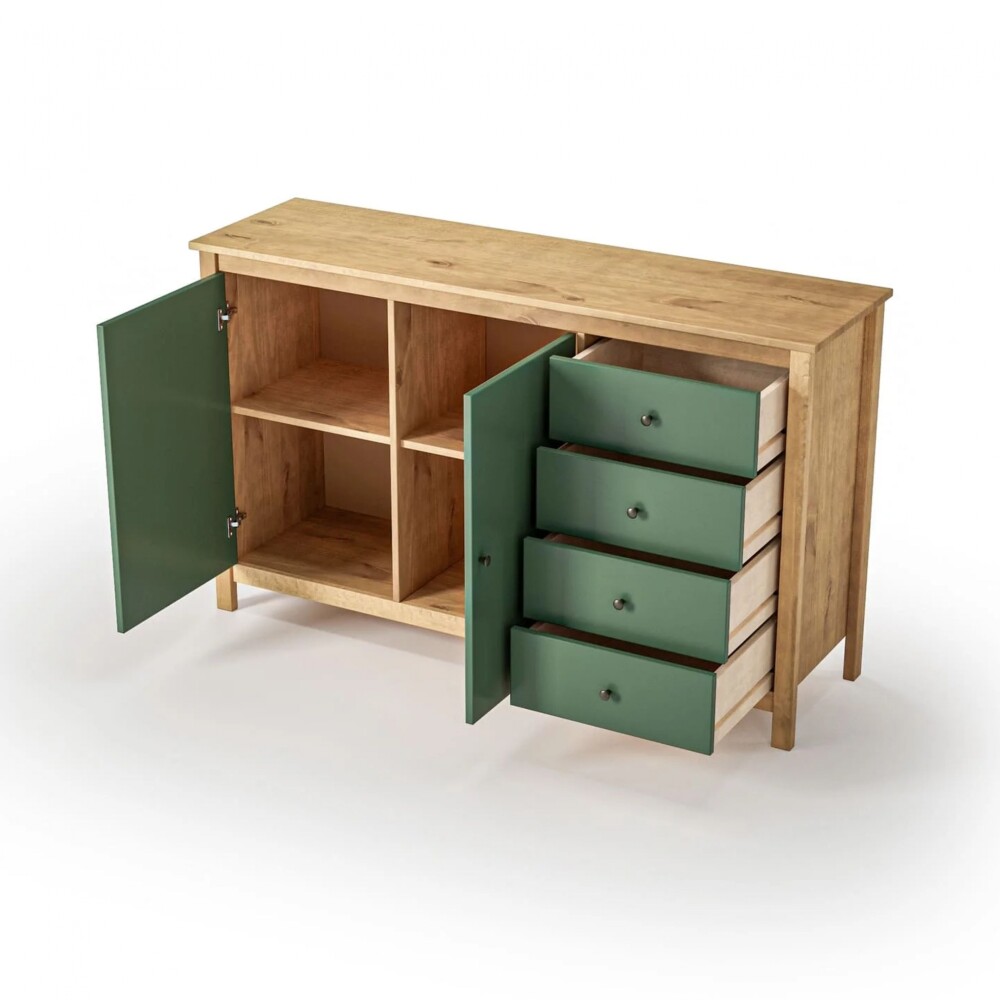 Cómoda 2 Puertas 4 Cajones - Mari Verde