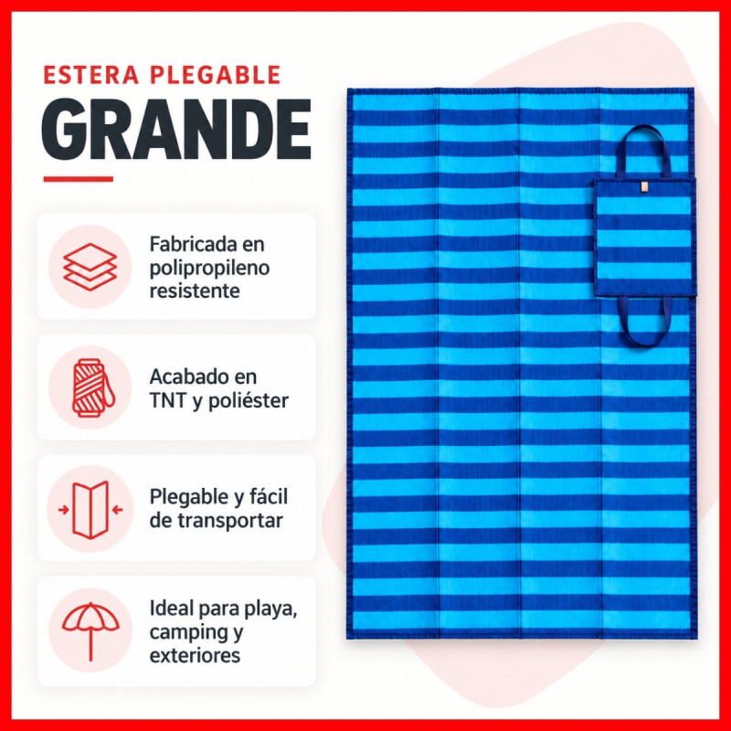 Estera individual doblable 1,80 x 0,9 m AZUL