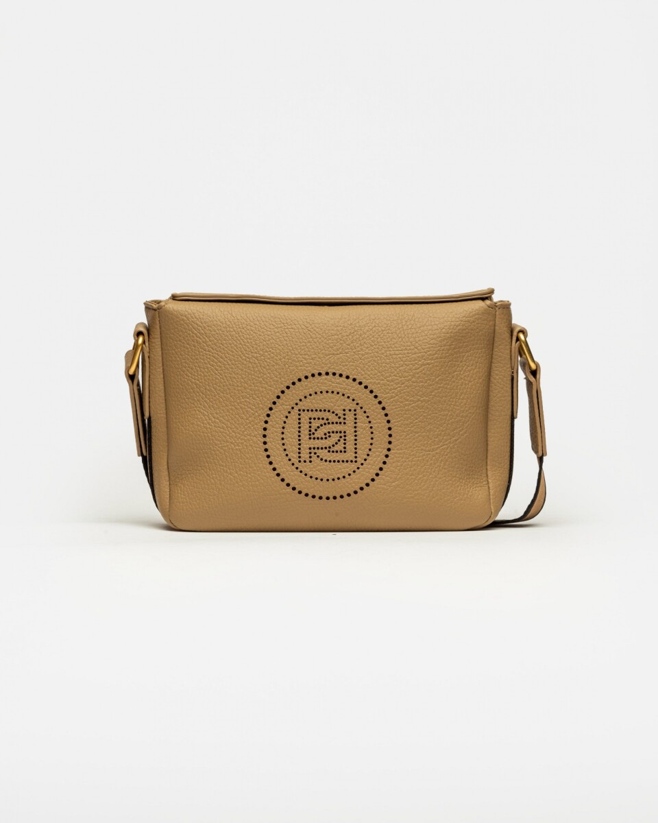 Bandolera Key en efecto cuero graneado - Taupe 