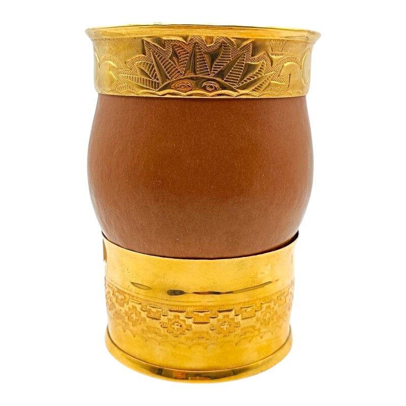 MATE IMPERIAL ALPACA BAÑADA EN ORO 48 marrónuniforme