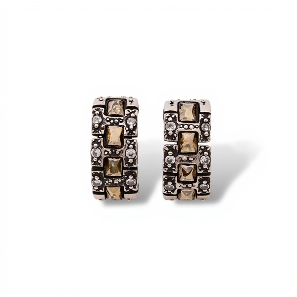 Caravanas Medio aro Zirconia-Plata y oro-Zirconia-CA5068 sinpiedra