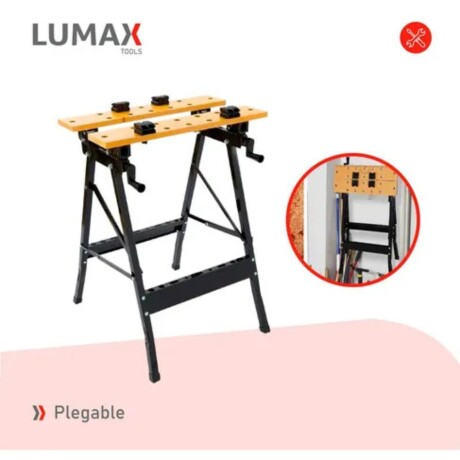 Banco de trabajo portátil plegable de madera y metal Negro