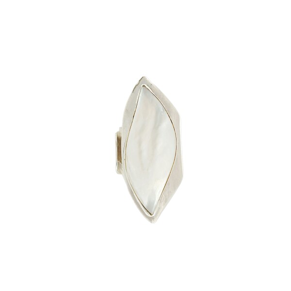 Anillo Hoja-Plata 925 Ajustable-Piedra Nacar-AN3394 conpiedra