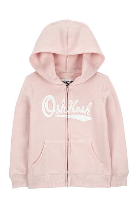 Campera de algodón, con capucha y logo, rosada Sin color