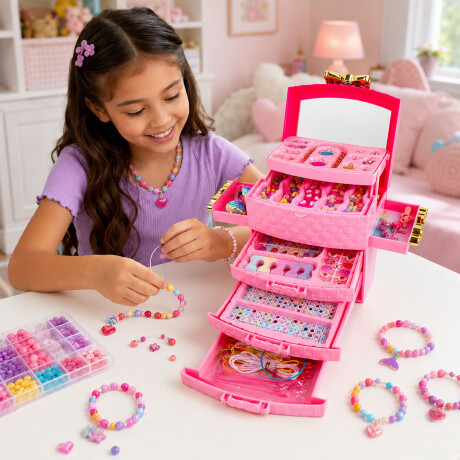 Kit Para Hacer Pulseras Maletín Con Dijes Y Cuentas P/Niñas Varios Colores