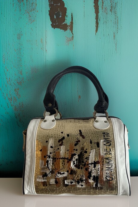 Bolso Kanda Blanco Y Negro Con Arte. Bolso Kanda Blanco Y Negro Con Arte.