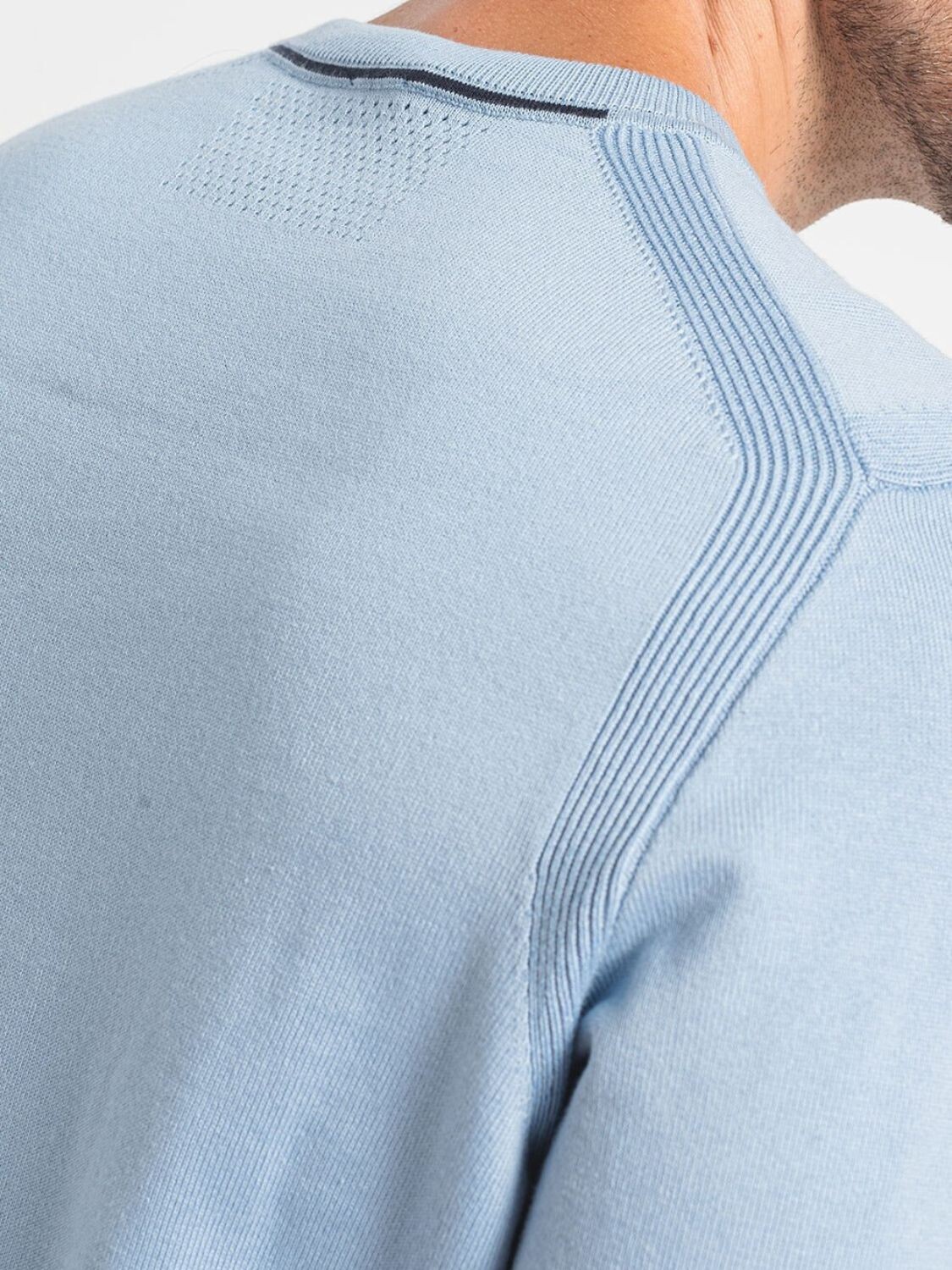 BOSS -Buzo de punto con cuello a la base, regular fit , EVER-X Celeste