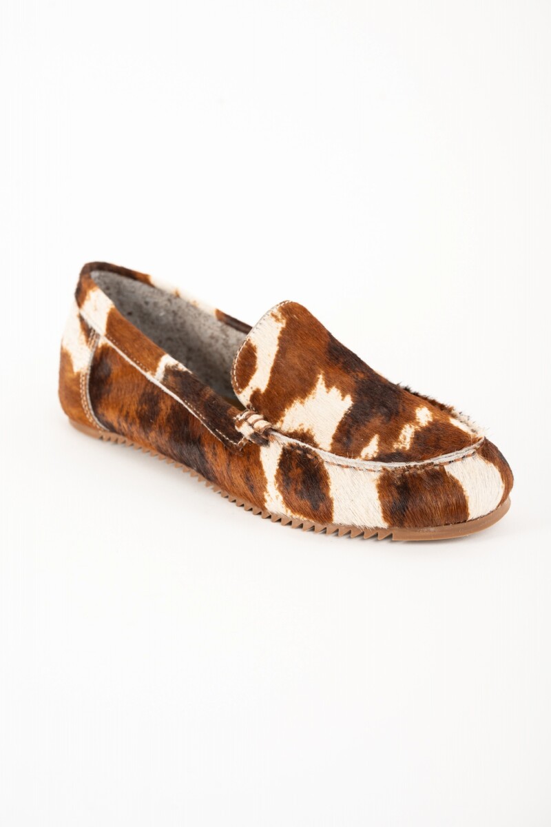 Mocasín Pelo Animal Print Chocolate