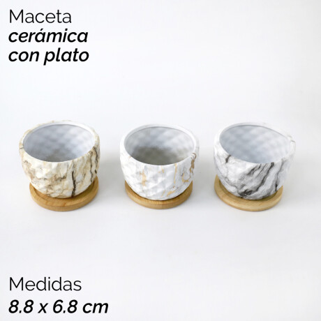 Maceta Ceramica Con Plato 8,8x 6,8cm Unica