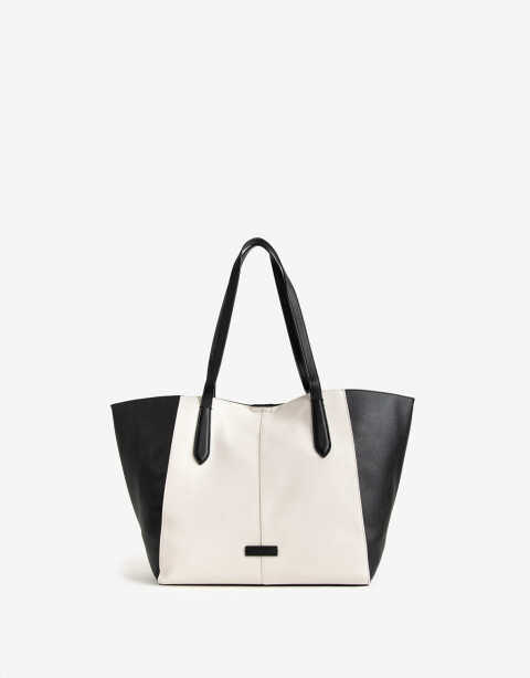 Shopper Shopper Con Doble Asa Corta De Hombro - Combinacion Bicolor