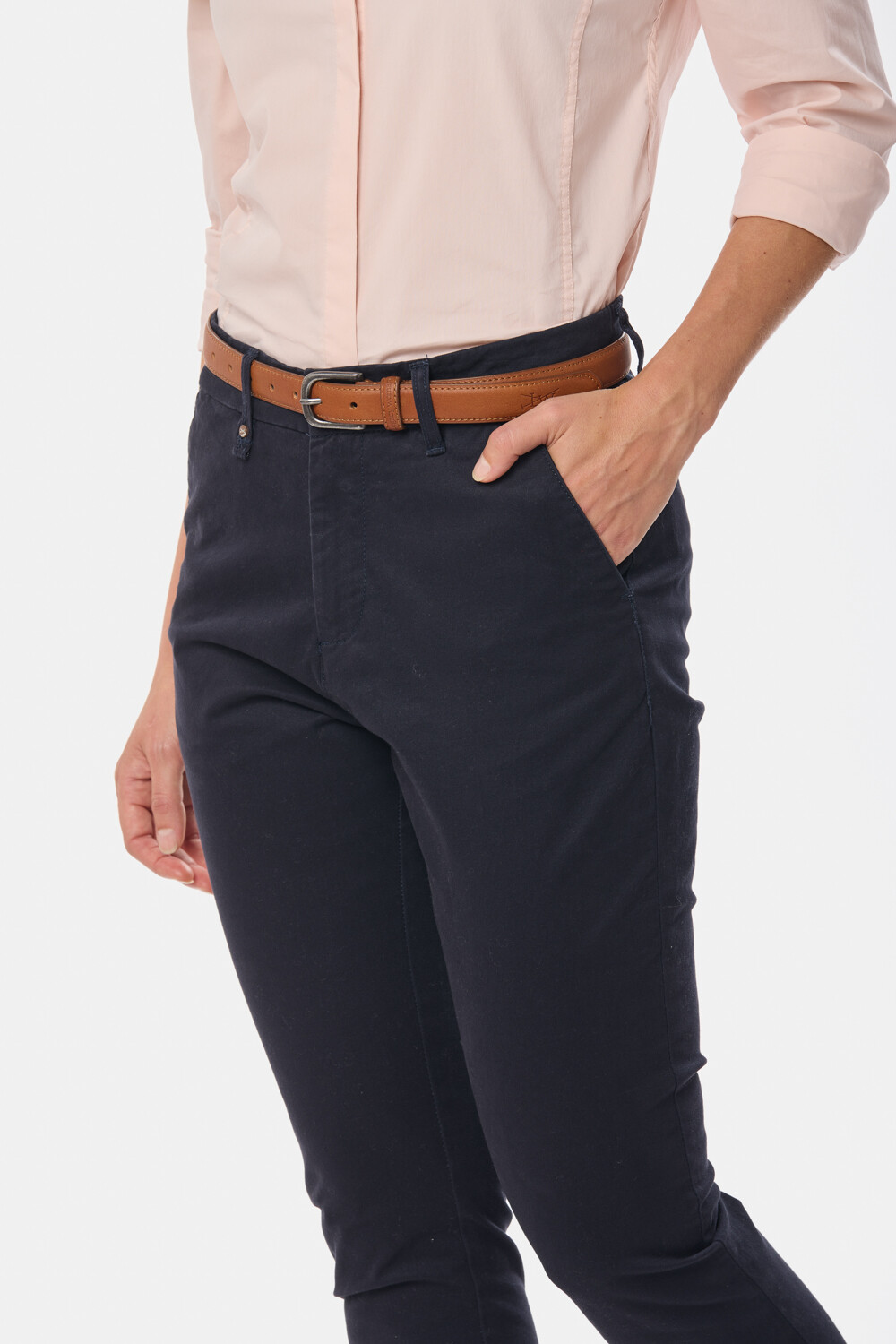 PANTALÓN SKINNY DE GABARDINA CON SPANDEX Marino