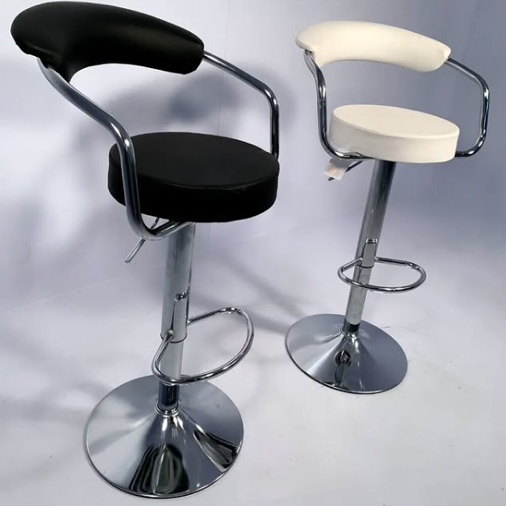 Taburete Con Respaldo Banqueta Cuero sintético Blanco