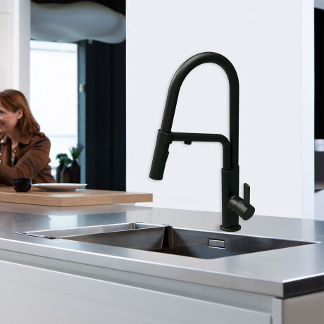 GRIFERIA DE MESADA COCINA MONOCOMANDO OSMOSIS 3 VIAS NEGRO MATE 000