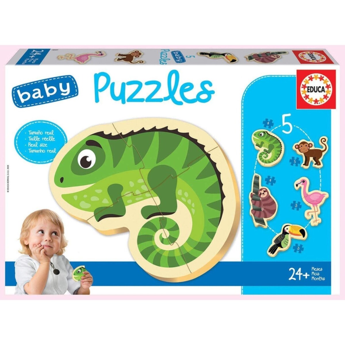Set Puzzle Camaleon Mono Bebes Educa Rompecabezas Aprender 