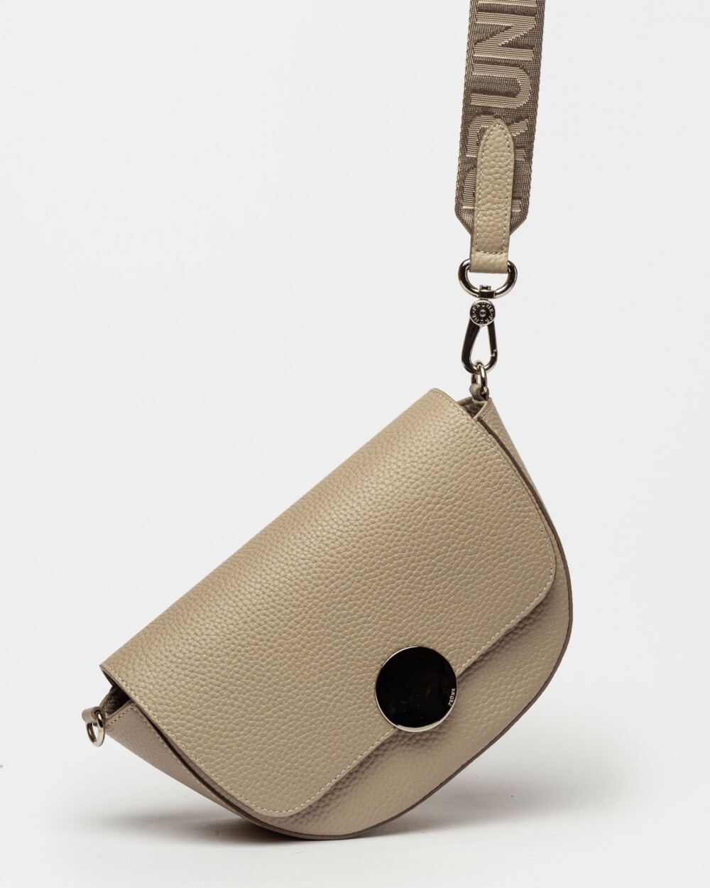 Bandolera The Circle En Cuero Graneado Taupe