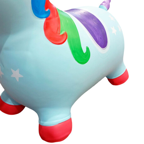 Unicornio Burrito Saltarín Inflable Juguete Sonido Celeste
